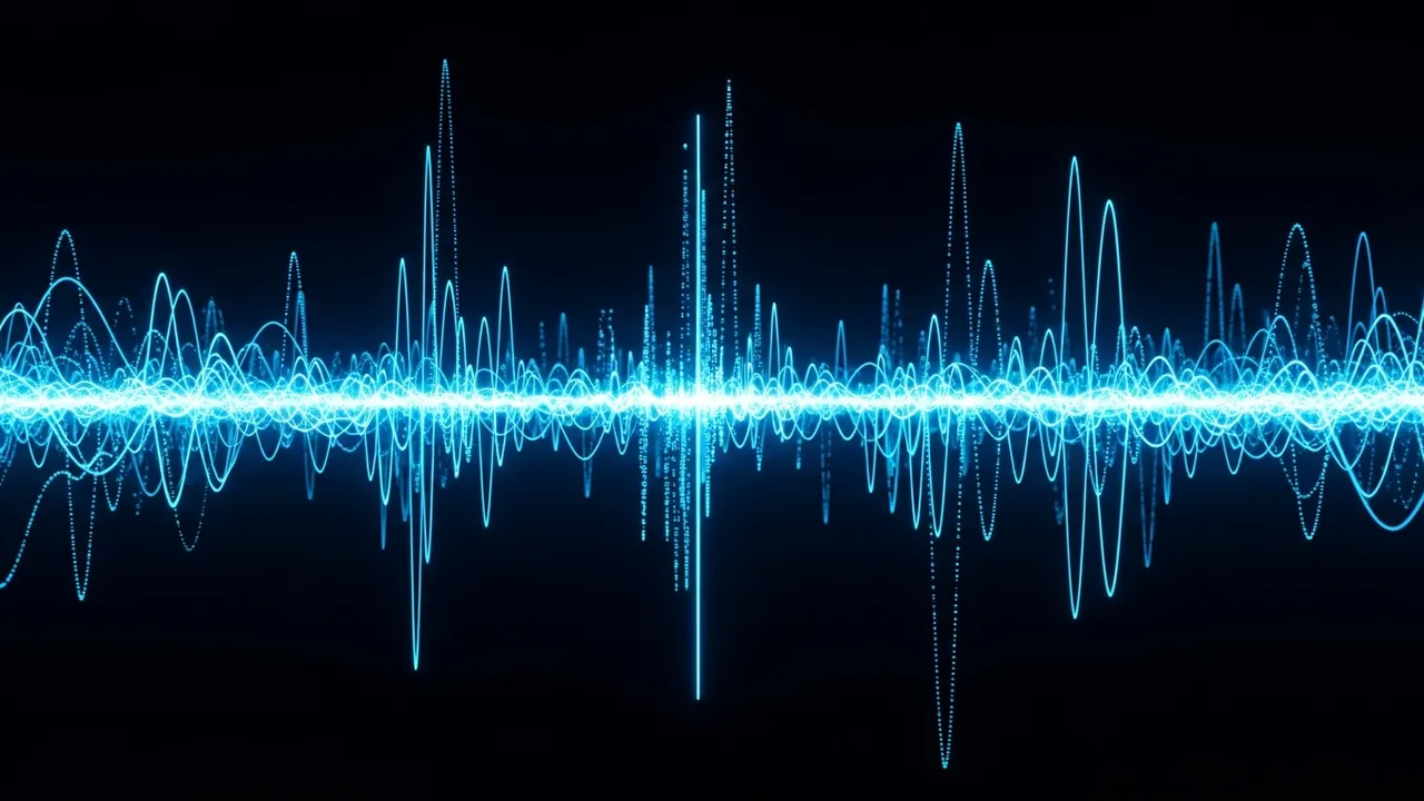 Abstract blue sound waves representing voice analysis