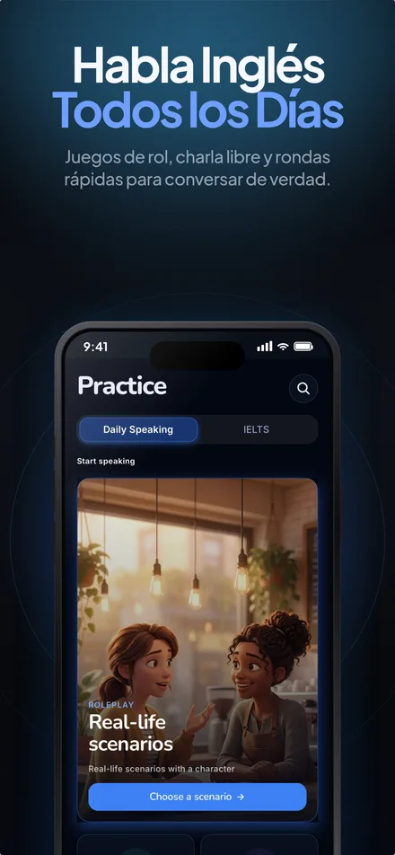 Práctica diaria de conversación en WitSpeak con juegos de rol, charla libre y situaciones reales